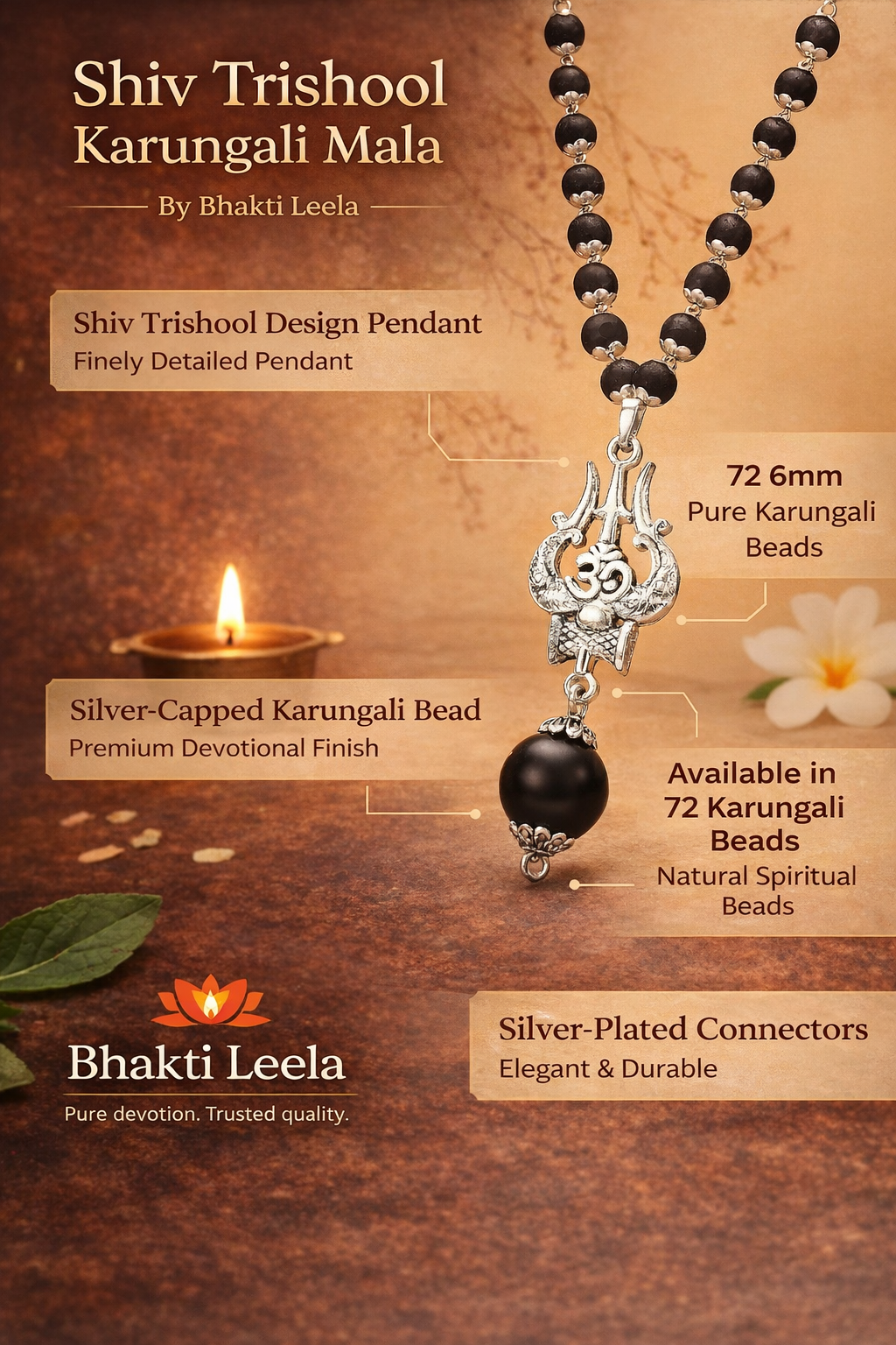 Shiv Trishool Karungali Mala