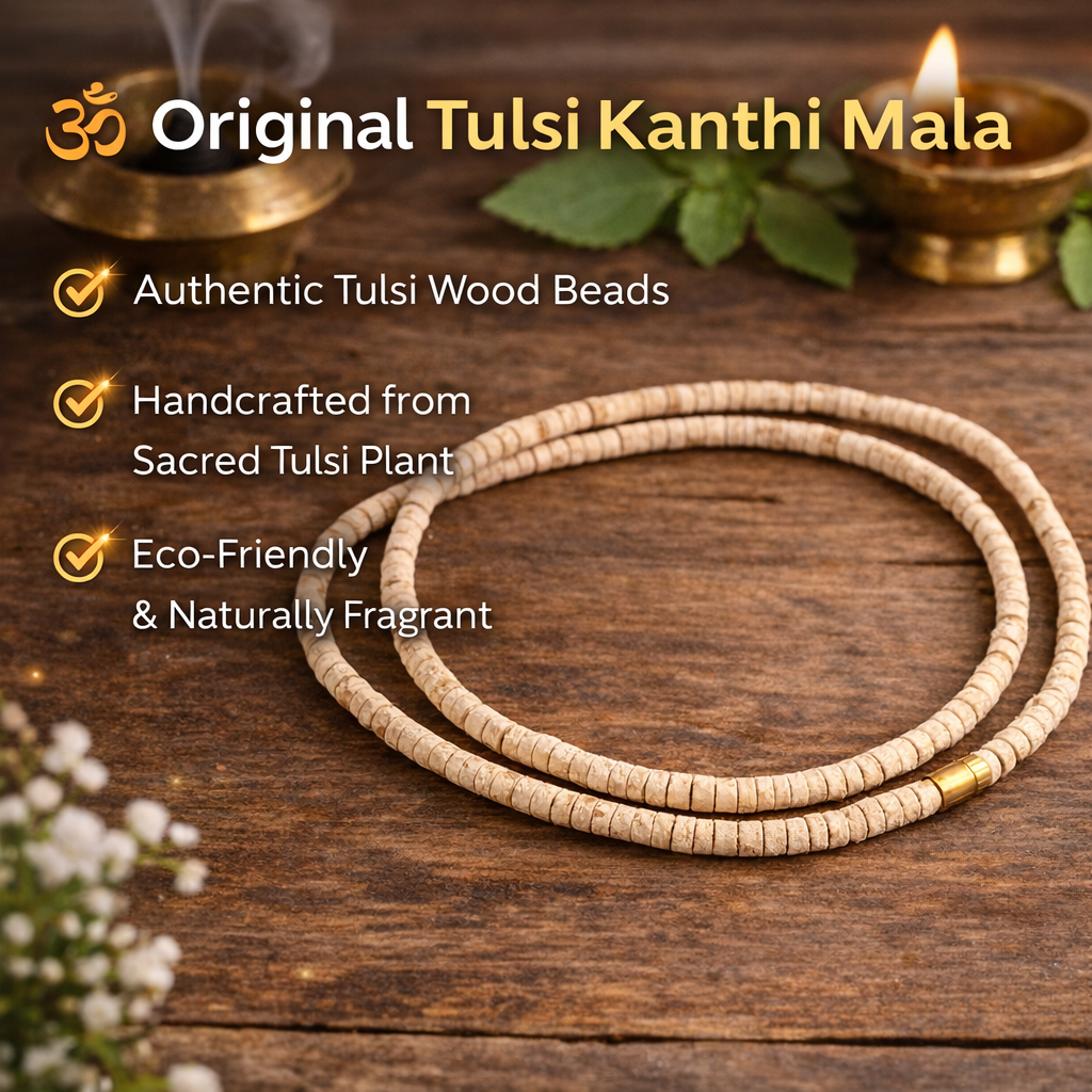 Original Tulsi Kanthi Mala with FREE 5 Mukhi Rudraksha & Digital Jap Counter