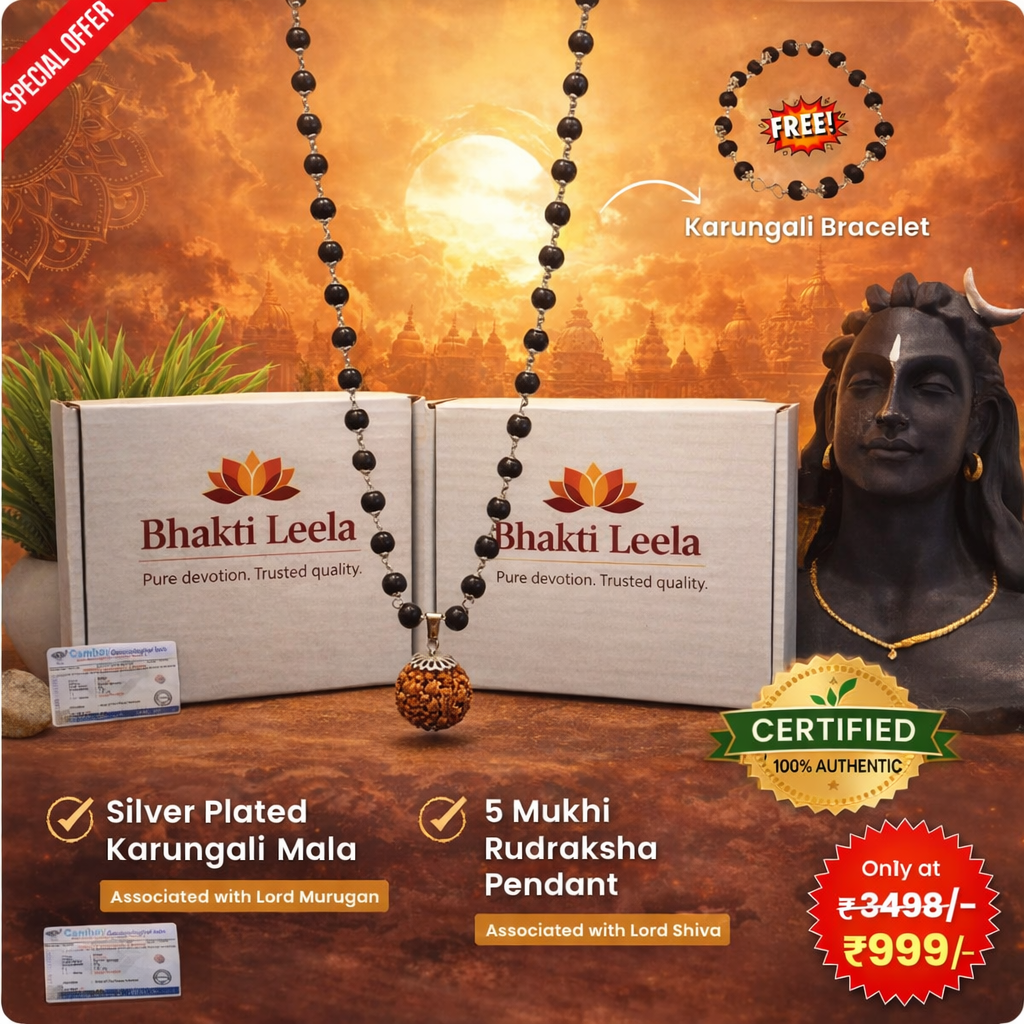Karungali Rudraksha Mala – Silver Plated (With Free Bracelet)