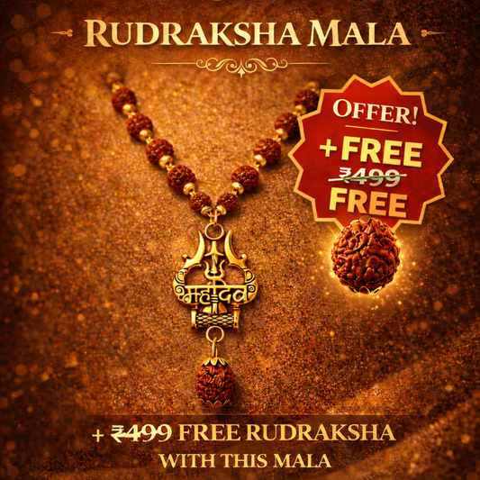 Gold Plated Original Rudraksha Mahadev Trishool Necklace