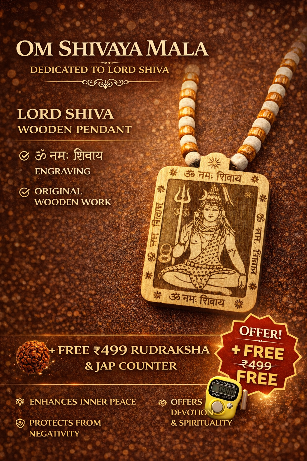 OM Shivay Mala With Free Rudraksha + Jap Counter