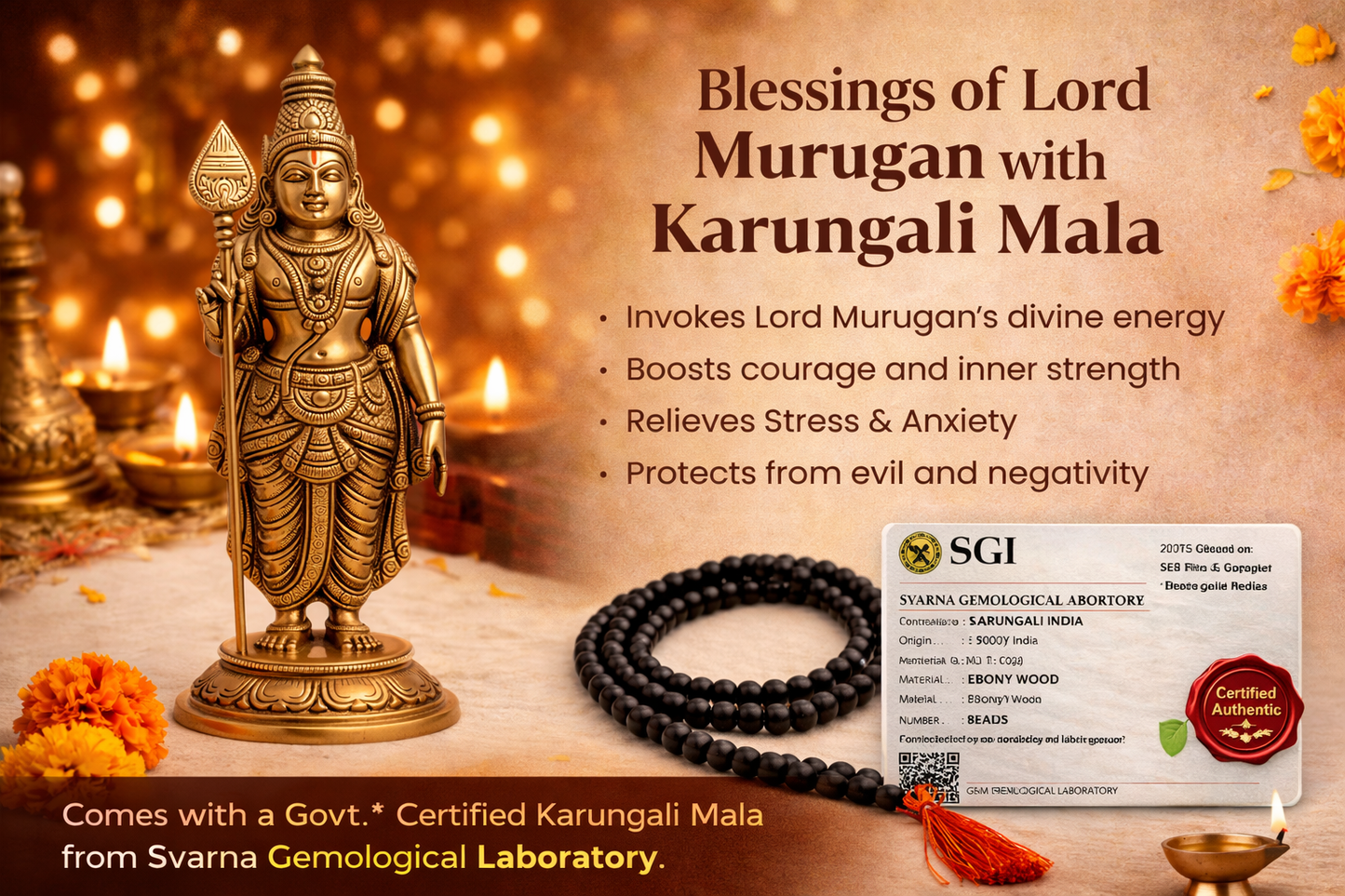 Original Karungali Mala (8mm) With Govt. Certificate
