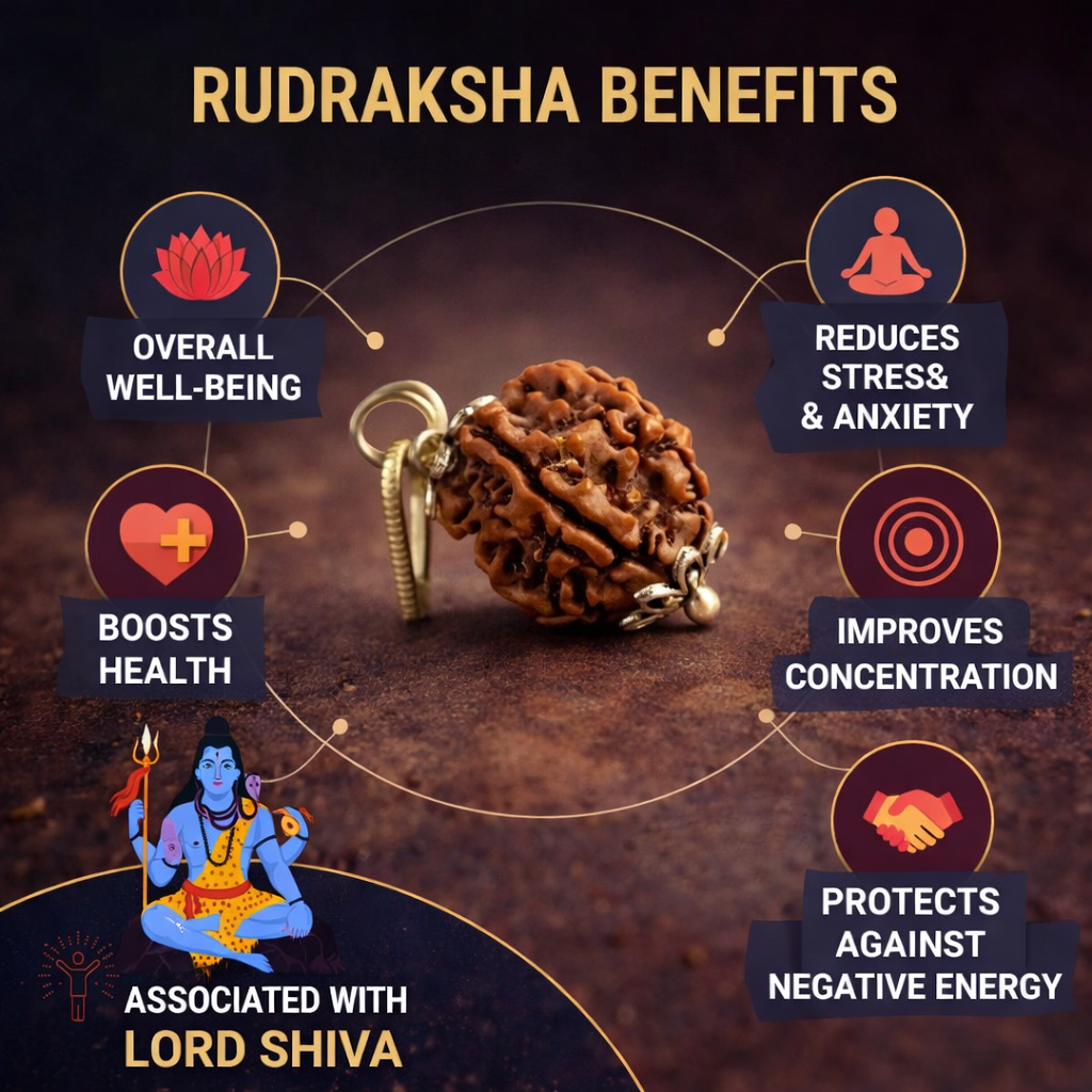 Gold Plated Orignal Rudraksha Om Trishool Necklace