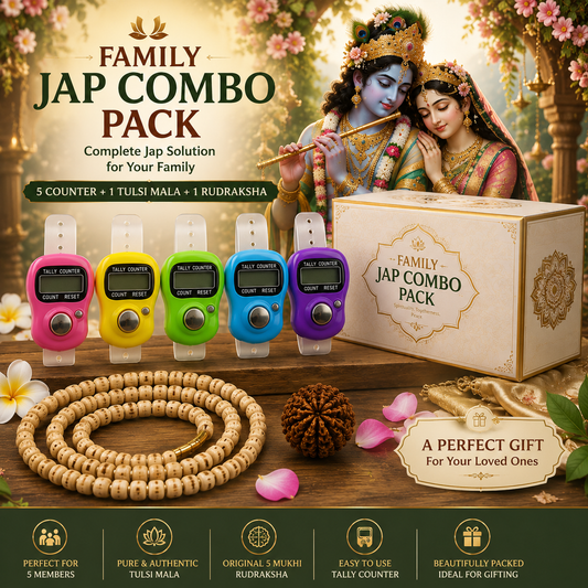 Family Jap Combo Pack – 5 Digital Counters with FREE Tulsi Mala & Rudraksha