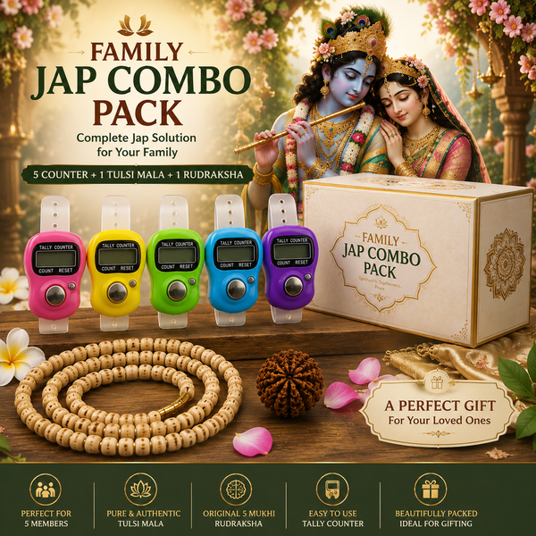Family Jap Combo Pack – 5 Digital Counters with FREE Tulsi Mala & Rudraksha