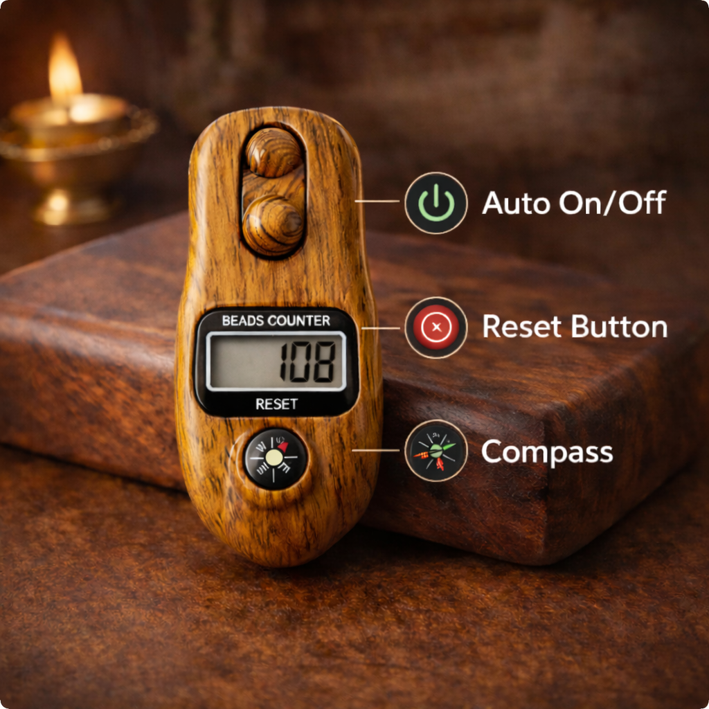 Jap Counter with Compass + Free Tulsi Mala + Free Rudraksha