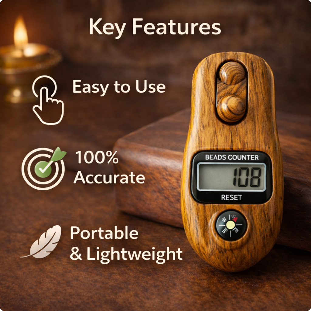 Jap Counter with Compass + Free Tulsi Mala + Free Rudraksha